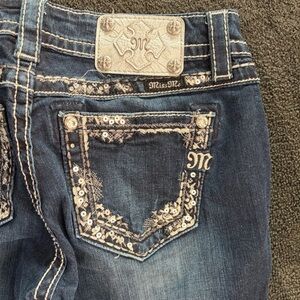 Miss Me Dark Blue Jeans Sequin Accents 27